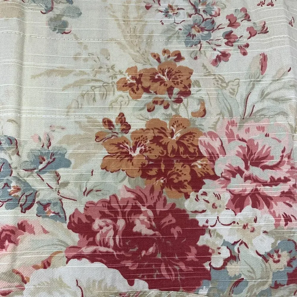 Vintage 1990's Waverly Rose Ballad Bouquet Multi Floral Stripe Valance 16” X 78